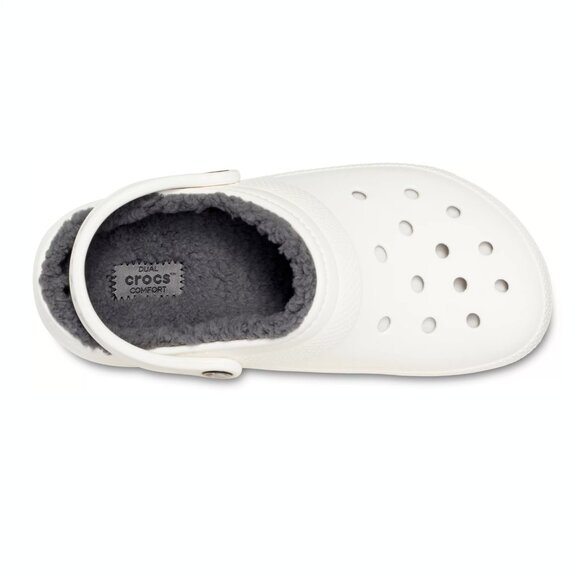Crocs Classic Lined Clogs White / Grey Womens 9 / Mens 7 - Picture 5 of 6